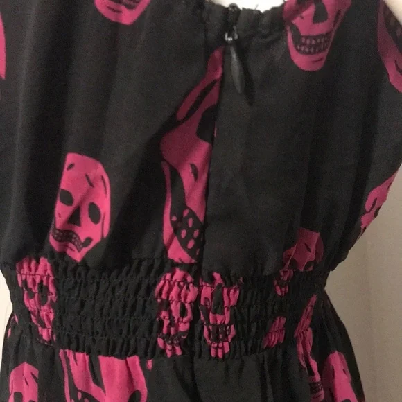 Sourpuss Black and Pink Skull High Low Dress - Picture 5 of 11